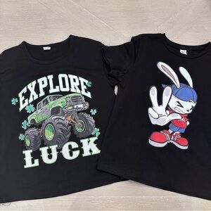 SHEIN Short Sleeve Tees with Graphic Designs Boys St. Patrick’s Day Easter 8/10